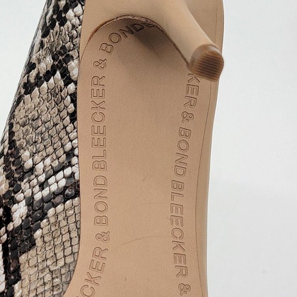 Bleecker & Bond Parker Tan Snakeskin Print Leather Pointy Toe Heeled Pumps 9M - Picture 9 of 9
